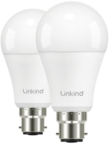 Linkind Bayonet Light Bulb 100w Equivalent,Daylight White 5000K, 13.7W 1600lm Super Bright B22d LED Bulbs,BC GLS Energy Saving Bulbs, Non-Dimmable, 2 Pack