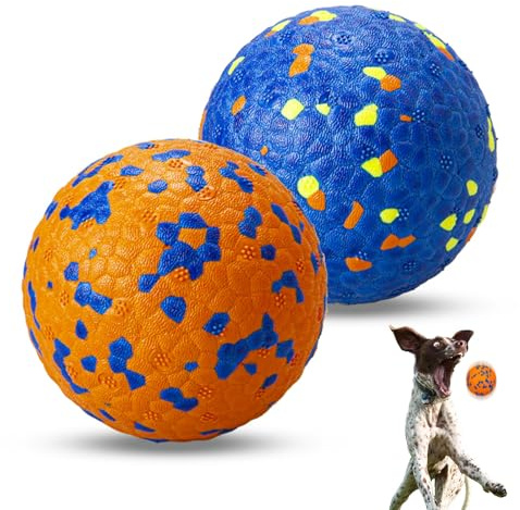 POUPUA Dog Ball Toys Dog Tennis Ball for Aggressive Chewers Indestructible Bouncy Lightweight Water Toy Fetch Ball for Large Medium and Small Dog