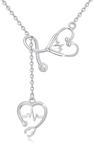 YEESIA Krankenschwester Geschenk 925 Sterling Silber Stethoskop Halskette Krankenschwester Pflege Schmuck Geschenke für medizinisches Personal Krankenschwestern und Ärzte