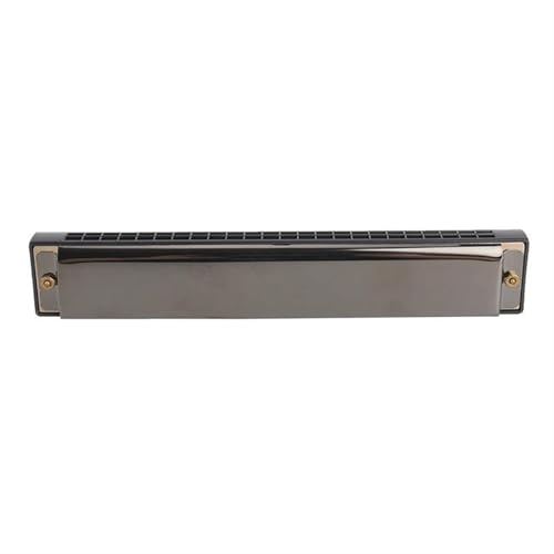 24-Loch 48-Noten Vibrato Mundharmonika C-Tonart für Anfänger(Black)