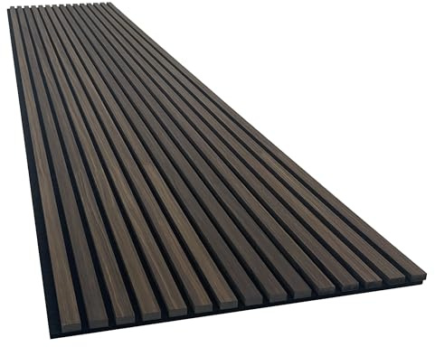 Akustikpaneel in Smoke Walnut - 2700x600 mm - mit PET-Filz - 2 Stück | Für großflächige Wandverkleidung und bessere Raumakustik, 2700x600 mm, 2 Stück, Holzfurnier, Smoke Walnut