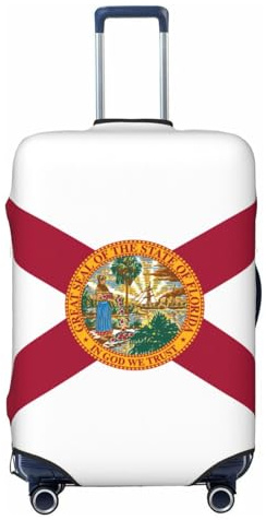 OAZCVBNN Einzigartige Kofferhülle mit florida-Flaggen-Druck, Reisegepäckhülle mit elastischem, kratzfestem Design, Schwarz , M