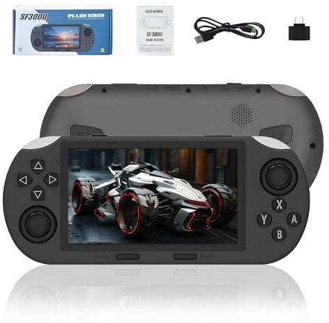 Console de Jeux Vidéo Portable SF3000 64G avec Contrôleur - Écran IPS de 4,5 Pouces pour Plus de 20 000 Jeux rétro, Cadeau d'anniversaire garçons/Filles, Console de Jeux Plus de 14 émulateurs