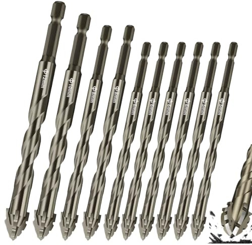 10 Pcs Masonry Drill Bits, Four-Flute Sawtooth Eccentric Drill Bit for Brick, Ceramic Tile, Marble, Glass, Plastic and Wood (5-12MM)