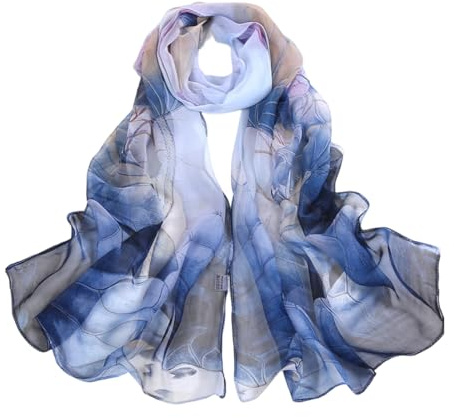 ZORVYN Écharpe en Chiffon pour Femme Écharpe Douce avec Texture Soie Motif Floral Adaptée à Toutes les Saisons : Printemps, Été, Automne, Hiver (longue)