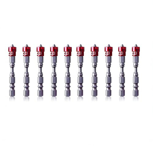 Uadme Punte per Cacciavite a Croce Magnetiche, 10 Pezzi PH2 65mm Inserto per Cartongesso in Acciaio Al Cromo Vanadio, Punte Avvitatore Anti Scivolo per Trapano Elettrico, Rosso