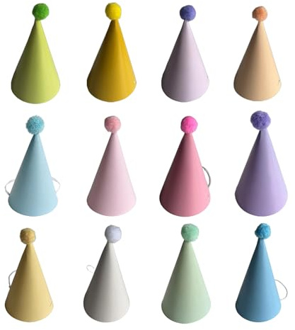 Tingliyi Mini Party Cone Hats for Kids Adults, Multicolor, 12 Pcs | Glitter Paper Board, Enhances Birthday Event Ambience, Suitable for Event Planners, Birthday Celebrations and Photo Props