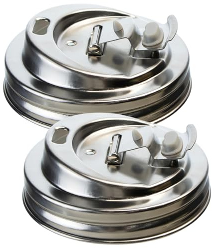 2-Pack Mason Jar Drinking Lids, Drip-Free Flip Top Stainless Steel Mason Jar Pour Lid for Iced Coffee, & Drinks