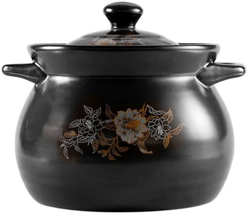 Pentola in ceramica, Casseruola in ceramica con coperchio, pentola in argilla for stufato rotondo in terracotta resistente al calore(3L/2.7Qt)