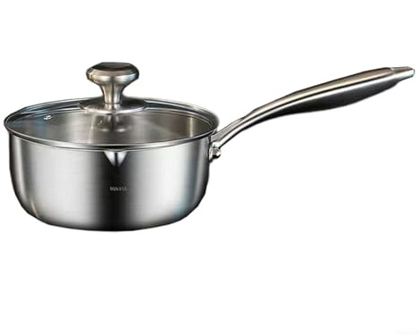 Advokingtap Cacerola de acero inoxidable 316 de 16/18/20/22 cm con tapa de vidrio templado y mango ergonómico para cocina eléctrica de gas de inducción en casa (18)