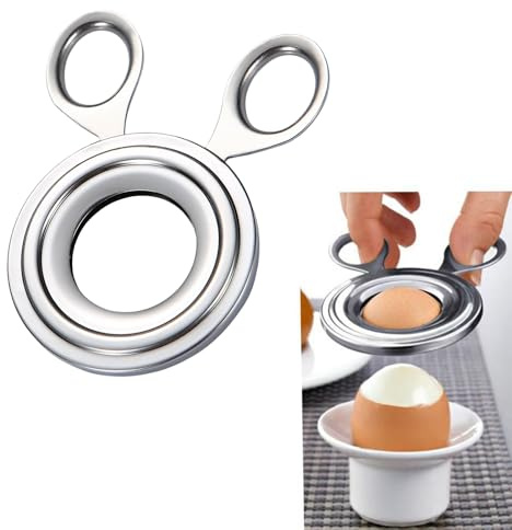 Stainless Steel Egg Topper Cutter, Dual-Ring Egg Shell Opener for Soft & Hard Boiled Eggs, Precise Egg Cracker Tool for Breakfast, Kitchen Gadget Easy to Clean (1PCS)