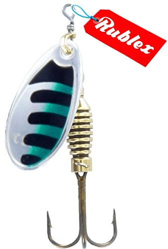 Rublex - Pack de 5 Cucharillas de Pesca Celta-3 ANV | Cebo Artificial de Pesca con Sistema Quita-Vueltas y Anzuelo Fácilmente Intercambiable, Color ANV Plata Negro Verde, 5gr