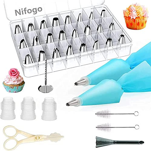Nifogo Beccucci sac a Poche 34 PCS, Kit Pasticceria, Sacapoche, Kit per Torte, Bocchette Decorative, Decorazione Torta Set