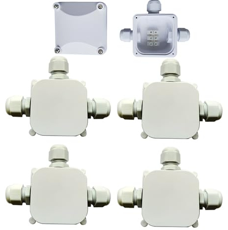 CESFONJER Wasserdichte Abzweigdose [4er-Pack] Kabelmuffe, Wasserdichte Verbindungsdose, Verteilerdose, Dosenmuffe Erdkabel IP68 230V [Weiß]