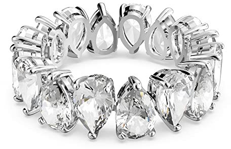 Swarovski Vittore Pear Ring, Rhodinierter Damenschmuck mit Funkelnden, Weißen Swarovski Kristallen