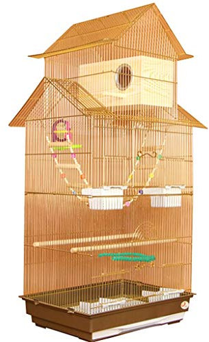 YHRJ Vogel voliere Vogelkäfig Wellensittiche Groß,Haushalts Großer Goldener Papageienkäfig, Hausförmiger Dekorativer Vogelkäfig, Sittichliebesvogelperlenvogel, 5 Arten Von Paketen (Color : Gold e)