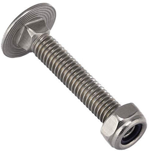 OPIOL QUALITY® Schlossschrauben M6x60 mit Stoppmuttern M6 (25 Stück) aus Edelstahl A2 V2A Set DIN 603/ DIN 985 Schlossschraube Vollgewinde Flachrundschrauben Sicherungsmuttern Muttern