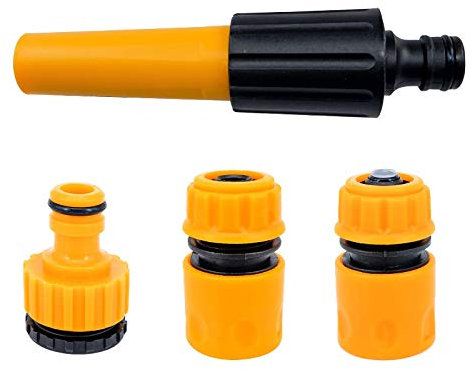 Set of 4 Garden Hose Connectors Set Hose Tap Connector Hose Fitting Starter Set- 2in1 Threaded Tap Connector Hose Waterstop End Quick Connector Nozzle and Spray Guns