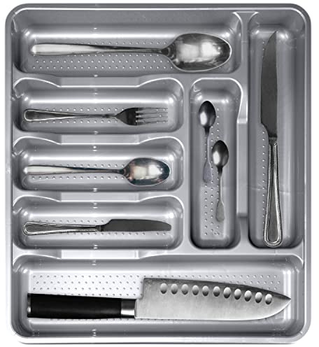 TIENDA EURASIA® Organizador de Cubiertos de Plástico - Diseño Sencillo y Funcional (Antracita, 7D - 42,5 x 39 x 4,5cm)