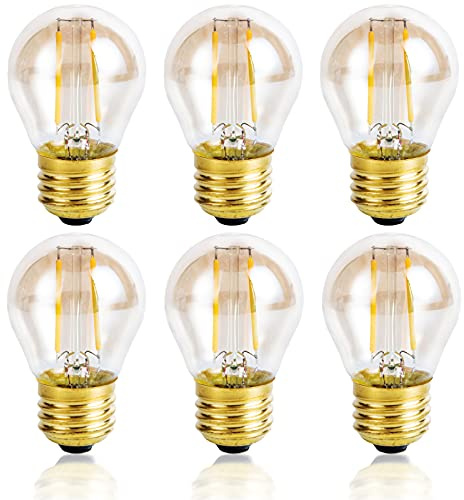 Beonllay Vintage Amber Light Bulbs 25 watt Equivalent Dimmable E26 LED Bulb 2500K Warm Light, 2W LED Globe Edison Decorative Light Bulb, 6 Pack