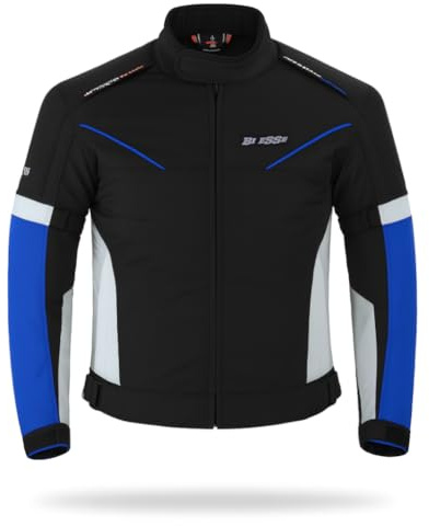 BI ESSE Giacca Giubbino Tessuto Moto Scooter Viaggio Sfodrabile Ventilata (IT, Testo, XL, Regular, Regular, Blu)