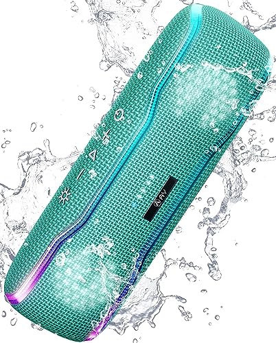 AY Bluetooth Lautsprecher Musikbox Tragbarer IPX7 Wasserdicht Bluetooth Box mit Bunten Licht und Satten Bässen, Stereo-Pairing, Eingebautes Mikrofon, 24h Akku, Perfekt für Zuhause, Draußen