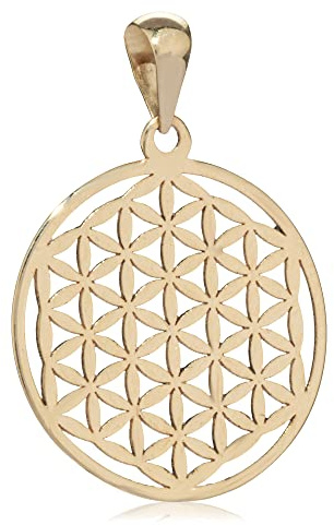 NKlaus Kettenanhänger Blumen des Lebens 15mm 333 Gelb Gold Lebensblume klein Amulett 8277