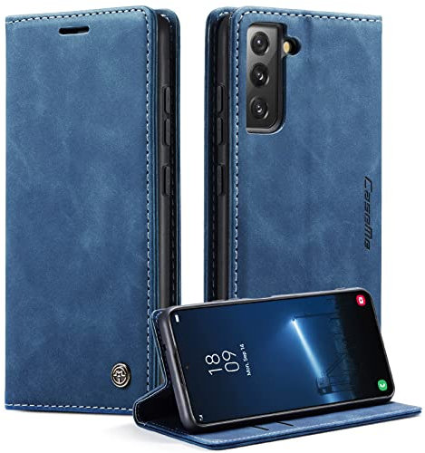caseme Handyhülle für Samsung Galaxy S22 5G Hülle Premium Lederhülle Klappbar Flip Case Tasche Magnet Kartenfach Standfunktion Schutzhülle für Samsung Galaxy S22 5G 6,1'' - Blau