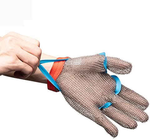 Schnittfester Kettenhandschuh aus Edelstahl für die Küche, Schneiden von Fleisch, Kartoffelscheiben, Schälen von Austernschalen, Sicherheitsarbeit (Größe: 1 Stück/XL)