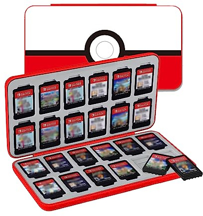 CUZKC Schlank Tragbar Spiele Organizer, Magnetverschluss Switch Card Case,Switch Spiel Aufbewahrungsbox, Switch Spielkarte Cartridges Halten Sie 24 Spielkarten,Weiches Silikon Futter