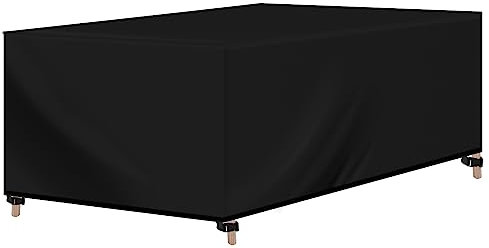 WOLTU Abdeckung für Gartenmöbel, Rechteckig 242x162x100 cm, Abdeckhaube 420D Oxford Gewebe, Wasserdicht Abdeckplane UV-Beständig, Schutzhülle Plane Möbelsets Gartentisch Sitzgruppe,Schwarz