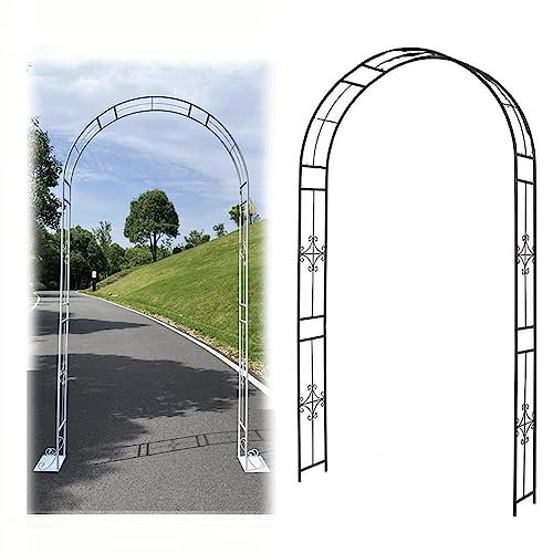 EMENAR Freistehend Garten Rosenbogen Für Outdoor, Eisen Rankbogen Spalier Mit Sockel, Wetterfeste Rosengestell Rankhilfe Eingänge Dekoration Weiße/Schwarz (Color : White)