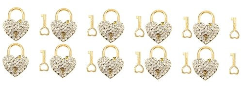 Angoily 10stücke Herzförmige Vorhängeschlösser Mit Strass Kleine Dekorative Metall Vorhängeschlösser Mit Schlüsseln Für Schmuckkästchen Gepäck Tagebücher Und Handtaschen