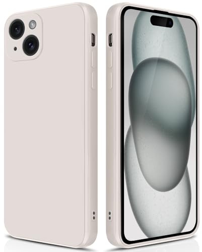 GiiYoon Cover per iPhone 15 Plus Custodia in Silicone, Custodia Antiurto Case Sottile in Silicone TPU con Strato Interno in Fibra e Protezione della Fotocamera, Bianco