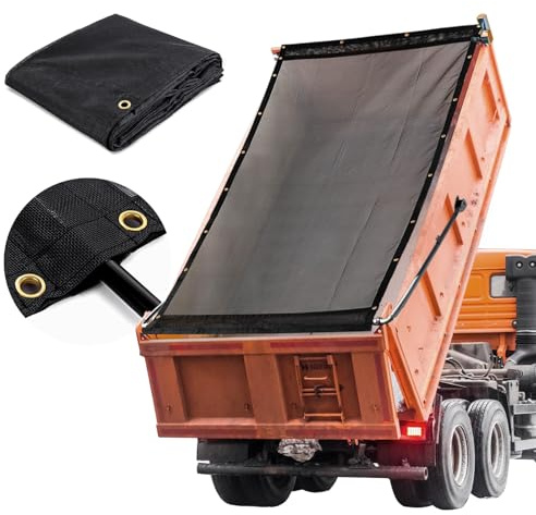HOMBYS Black 7x18 ft Dump Trailer Truck Mesh Tarp with Grommets,Heavy Duty Mesh Tarp, Opening Shade Trailer Tarp for Truck Bed Cover
