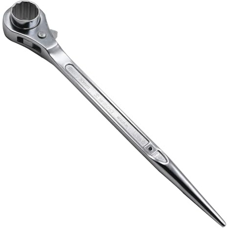 WEDO Scaffold Podger Ratchet Wrench, Ratchet Podger Spanner, One Side Socket Spanner,Quick Release Spud Wrench, Ratcheting Socket Wrench, Size 24mm, Length 365mm, CR-V, Die-Forged