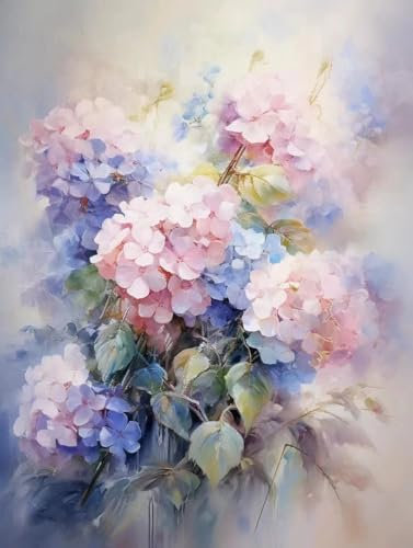 Taxpy Kunstdruck Auf Leinwand Gemälde Blaue Hortensien,40 * 60cm Premium Poster Set Bilder Wohnzimmer Modern Schlafzimmer Bild für Ihre Wand