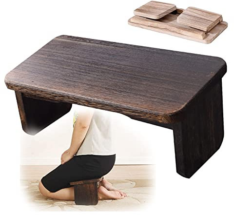 Meditationsbank, kniend, klappbar, Meditationshocker, kniend zum Gebet mit Scharnieren, Yoga-Bänke, ergonomischer Bambus-Holzstuhl, klappbarer Gebetssitz für tiefere Meditation (Farbe: Dunke