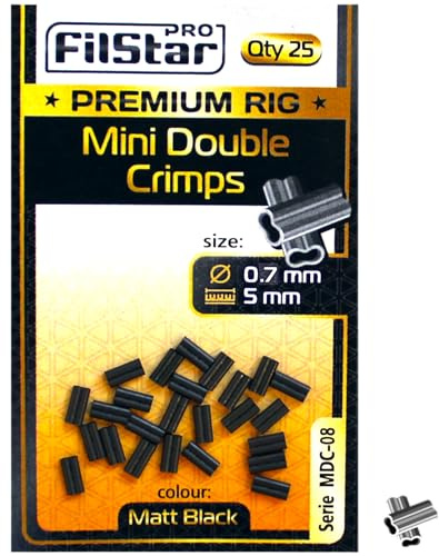 PRO Filstar Angeln Doppel Hülsen 25x5mm, Dia 0.7mm - Double Crimps | Quetschhülsen Set für Stahlvorfach - Doppel Klemmhülsen für Angelvorfach & Angelschnur - Angelzubehör Set - Fishing Kit