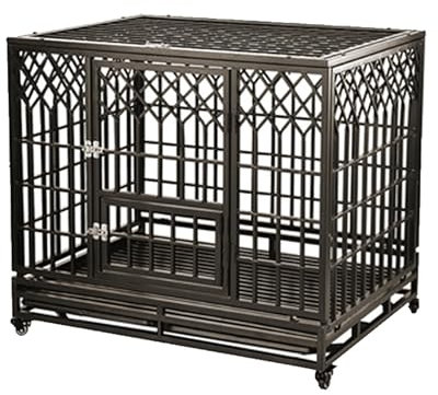 Tierkäfig mit abschließbarer Tür Eckige Hundehütte Hundebox Hundekäfig Möbel Hundehaus für Drinnen mit Abnehmbares Tablett Hundebox für Mittelgroße Kleine Hunde bis zu 60 kg. ( Size : 115x80x98cm )
