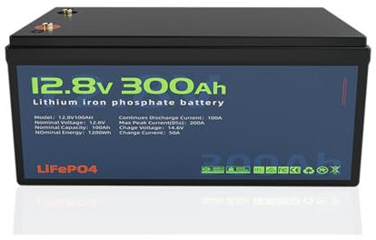 WILLQ Batería de Litio 12V 300Ah 200Ah 150Ah 100Ah 50Ah baterías LiFePO4 con BMS batería Recargable de fosfato de Hierro y Litio 12,8V para Motor de Pesca con curricán Marino Solar,12v300ah