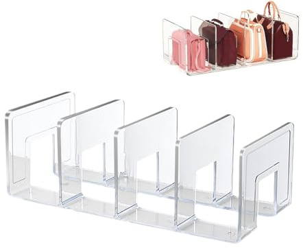 Generico Porta Borse Da Armadio - Organizer Con 4 Slot Trasparenti Per Pochette E Divisori - Ripiano Per Contenitori