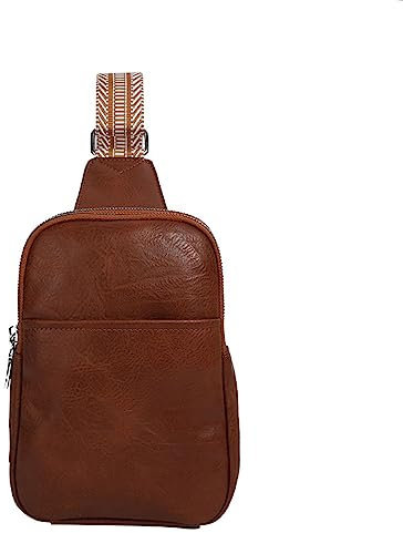 Satchel Artist Sling Bag für Damen, veganes Leder, Bauchtasche, Umhängetasche, Brusttasche für Damen, Herren, Kuriertasche mit Wasserflasche (Braun, Einheitsgröße), braun, One size