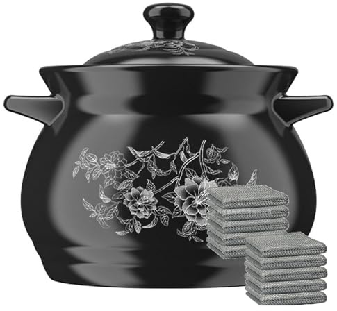 YLME Cacerola de cerámica Olla de Barro de cerámica Resistente a Altas temperaturas, Olla de Cocina Grande para el hogar para Sopa, Cacerola ignífuga para cocinar a Fuego Abierto,6.5L