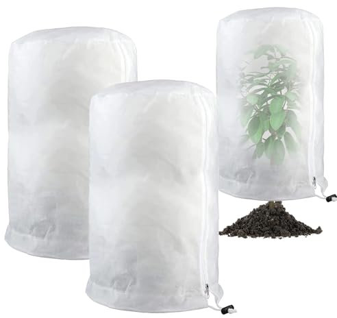 GOLDNICE Winterschutz für Pflanzen, Pflanzenschutz Winter Draußen Frostschutz mit Reißverschluss Für Kübelpflanzen Palme Olivenbaum Atmungsaktiv Reißfest Wiederverwendbar (80 * 100cm(3pcs))