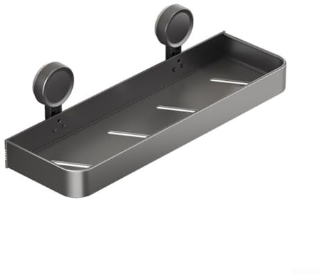 Estante de pared con ventosa, adecuado para acomodar botellas grandes y objetos pequeños, estante con ventosa para baño, montaje en pared, cesta de almacenamiento de inodoro sin perforaciones (40 cm)