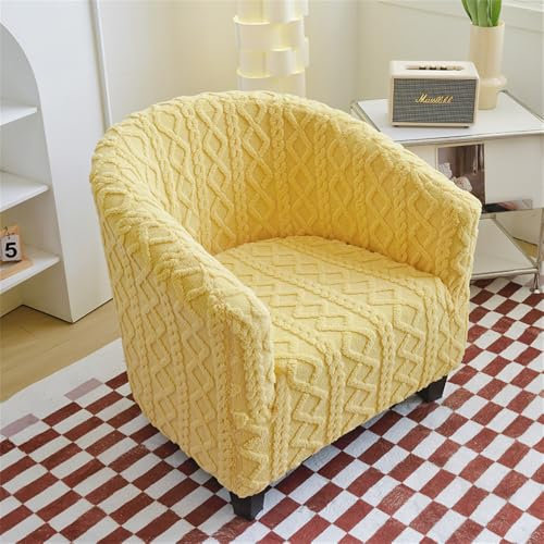 Hearda Jacquard Sesselschoner 1-Teilig Sesselbezug, Stretch Wärme Sesselüberwurf Weiches Modern Sesselhusse,für Wohnzimmer Clubsessel Esszimmer Büro Sessel Bezug (Gelb)