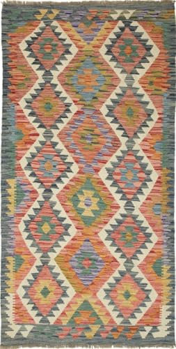 Nain Trading Kelim Afghan 101x198 Handgewebt Orientteppich Läufer Teppich Wolle