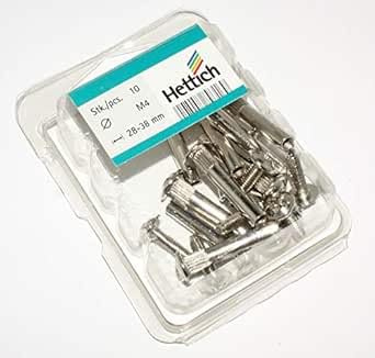 Hettich Verbindungsschrauben, Spannmaß 28-38 mm, Stahl vernickelt, 10 Stück