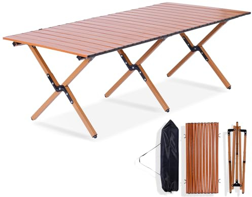verovita Camping Table Folding, 132 lbs Capacity & 11 lbs Lightweight, 45.5x23.2 Inch Portable Roll Up Low Picnic Table with Carry Bag for 4-6 Person, Beach, Backyard, BBQ, Camping